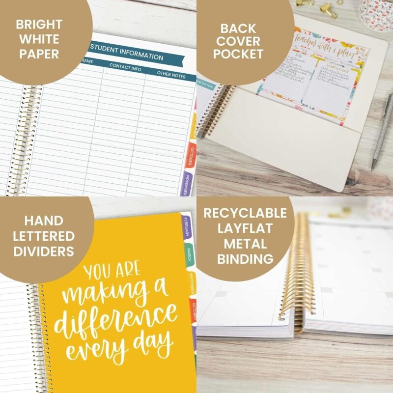 bloom daily planners Undated Academic Year Teacher Planner & Calendar - 7 Period Lesson Plan Organizer Book with Frosted Cover (9" x 11") (Interchangeable Cover) - Bold & Bright - Image 5