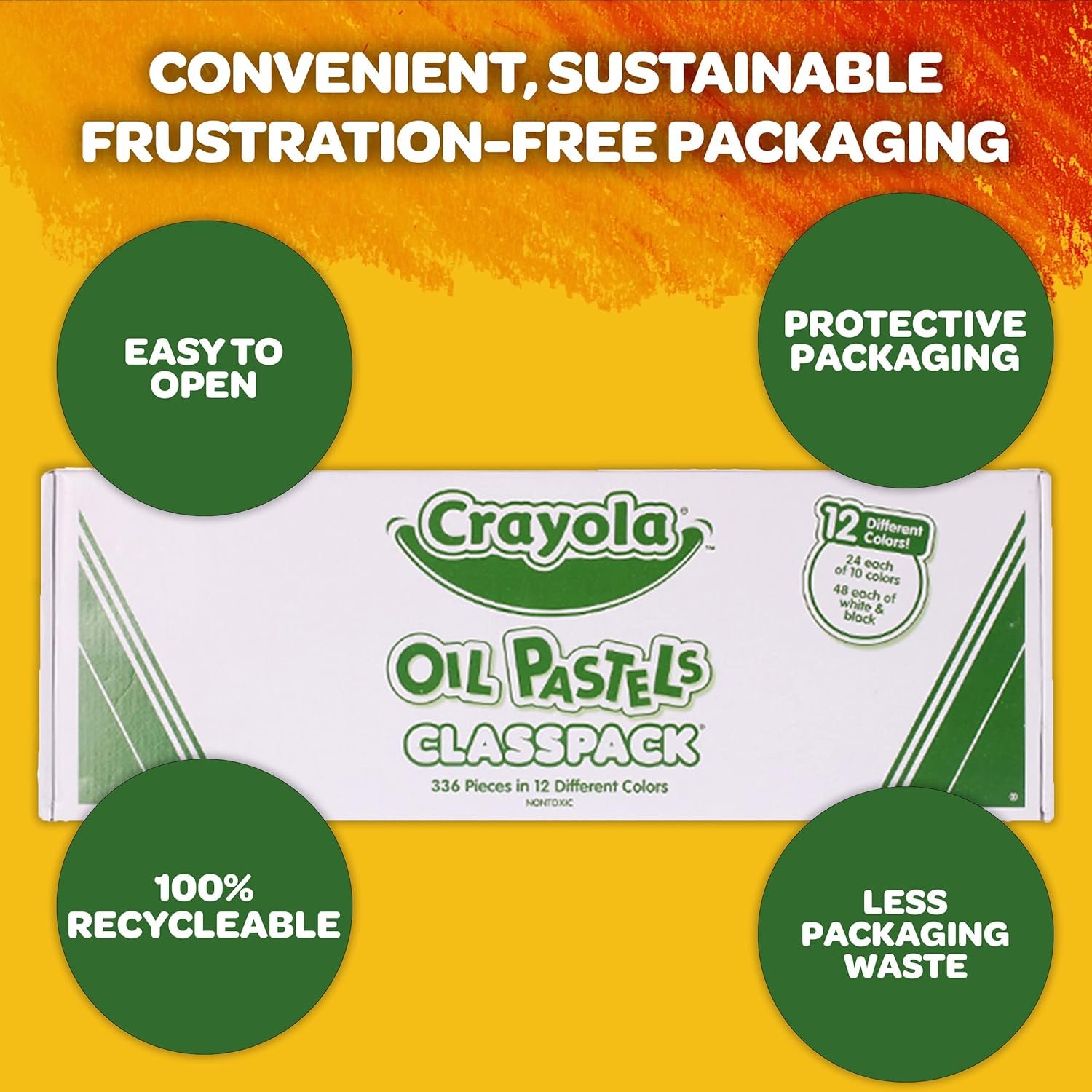 Crayola Oil Pastels Classpack (336ct), 12 Brilliant Opaque Colors, Kids Arts & Crafts, School Supplies for Classrooms, 4+ - Image 6