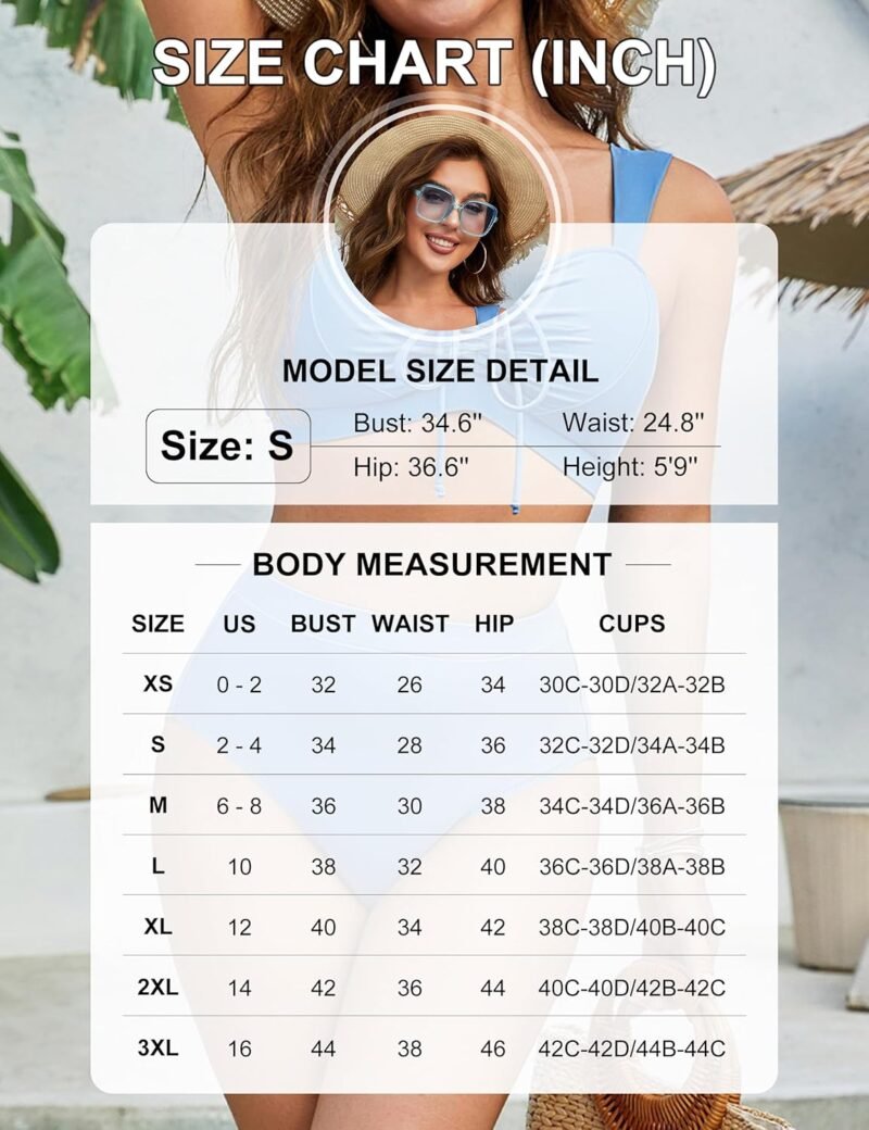 Blooming Jelly Womens High Waisted Bikini Sets Push Up Swimsuits Chest Drawstring Two Piece Bathing Suits - Image 6