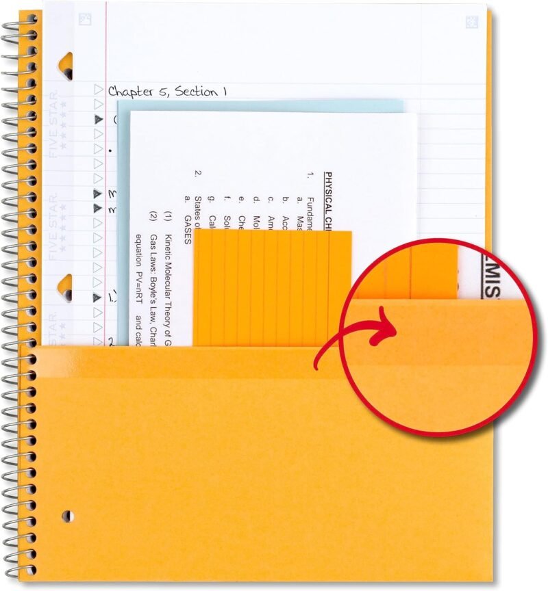 Five Star Spiral Notebooks + Study App, 3 Pack, 1-Subject, College Ruled Paper, 100 Sheets, 11" x 8-1/2", Black, White, Amethyst Purple (820188-ECM) - Image 4