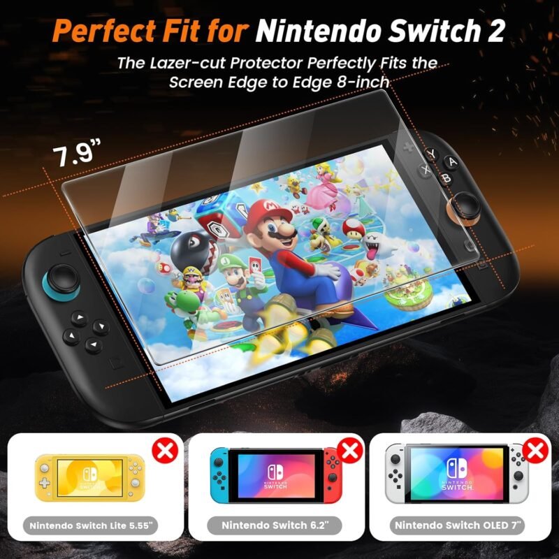 daydayup 3-Pack Screen Protector Tempered Glass for Nintendo Switch 2 [7.9 inch] 2025-HD Clear Anti-Scratch Travel Transparent Clear Screen Protector for Nintendo Switch 2 Console & Accessories - Image 2