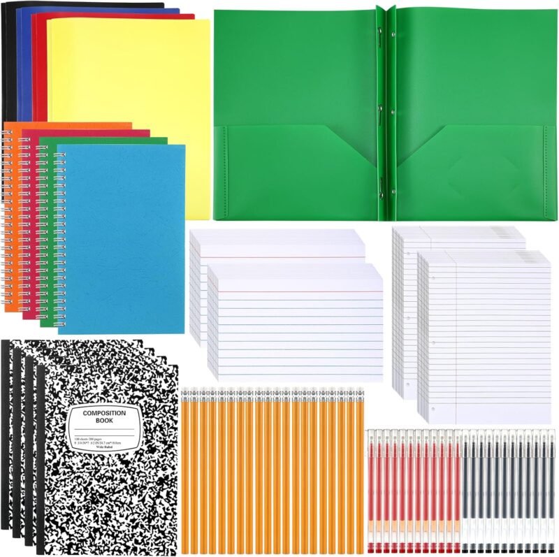 61 Pcs High School Writing Bundle Essential Back to School Supply Kit Essentials Elementary Supplies Set for College Kids Students Freshman