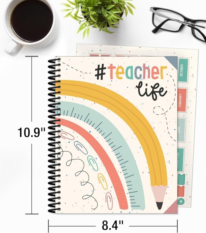 Carson Dellosa We Belong Teacher Planner, 8" x 11" Boho Rainbow Lesson Plan Book With Stickers, Checklist, Notes, School Supplies for Classroom Organization - Image 2
