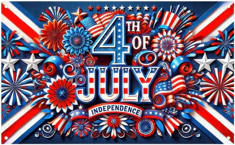 Independence Day Background Banner 71 x 43 Inch 4th of July Veterans Day Memorial Day Banner Decorations Supplies America Independence Day Theme Patry Decorations Indoor Outdoor Supplies - Image 7