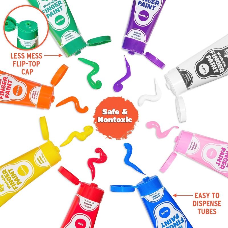 Washable Finger Paint for Kids, Variety 8 Pack | Nontoxic, Washable Toddler Paint Set for Kids | Easy-to-Squeeze Tubes for Less Mess | Vibrant Colors Perfect for Toddler Art Supplies - Image 4