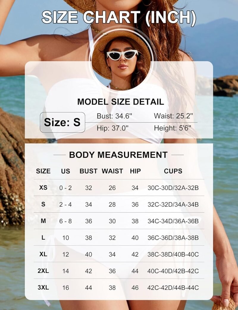 Blooming Jelly Womens High Waisted Bikini Sets Sexy Bandeau Tummy Control Swimsuits Halter Two Piece Ruched Bathing Suit - Image 6