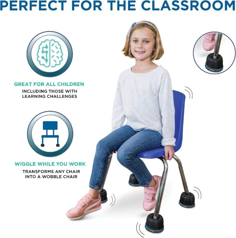 Bouncyband Wiggle Wobble Chair Feet – Transform a Standard School Chair into a Wobble Chair – Chair Feet for Classroom Help Improve Concentration and Calm Children Aged 3+ - Image 4