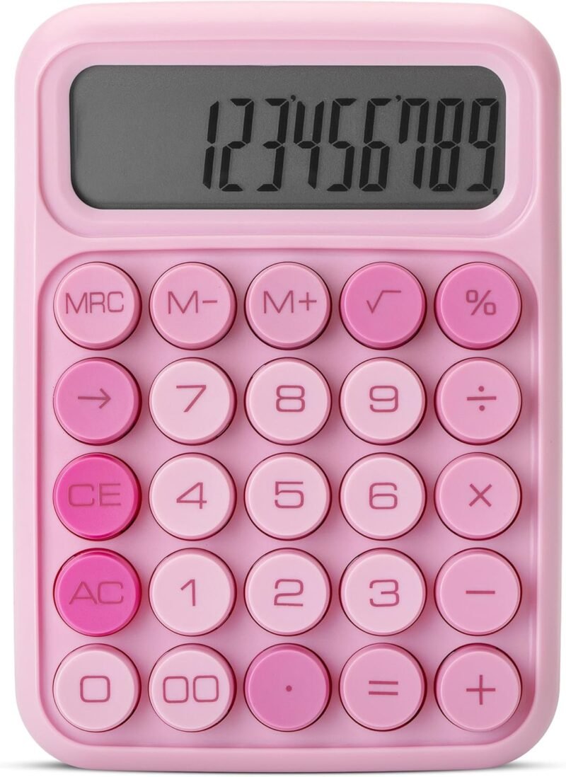 Mr. Pen Mechanical Switch Calculator - 12 Digit Large LCD Display, Pink with Big Buttons, Back to School Supplies - Image 9