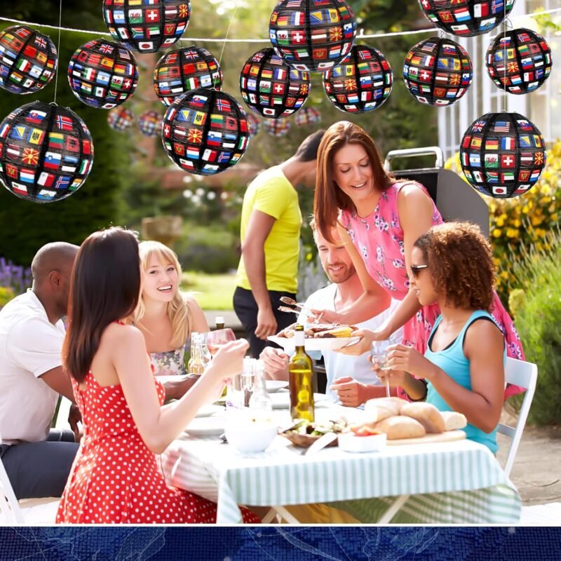 24 Pieces Flags of All Nations International Flags Paper Hanging Lanterns International World Party Hispanic Heritage Month Decorations Paper Lanterns for School Sports Event Decoration, 2 Sizes - Image 5