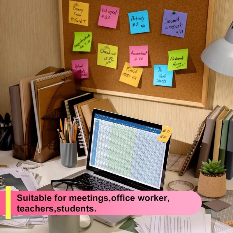 OHOME Sticky Notes - 12 Pads, 3”x3” - Colorful Self-Stick Post Notes Bulk - Office Desk Accessories | Teacher Classroom Must Haves,Aesthetic School Supplies for Home,Stocking Stuffers for Women - Image 5