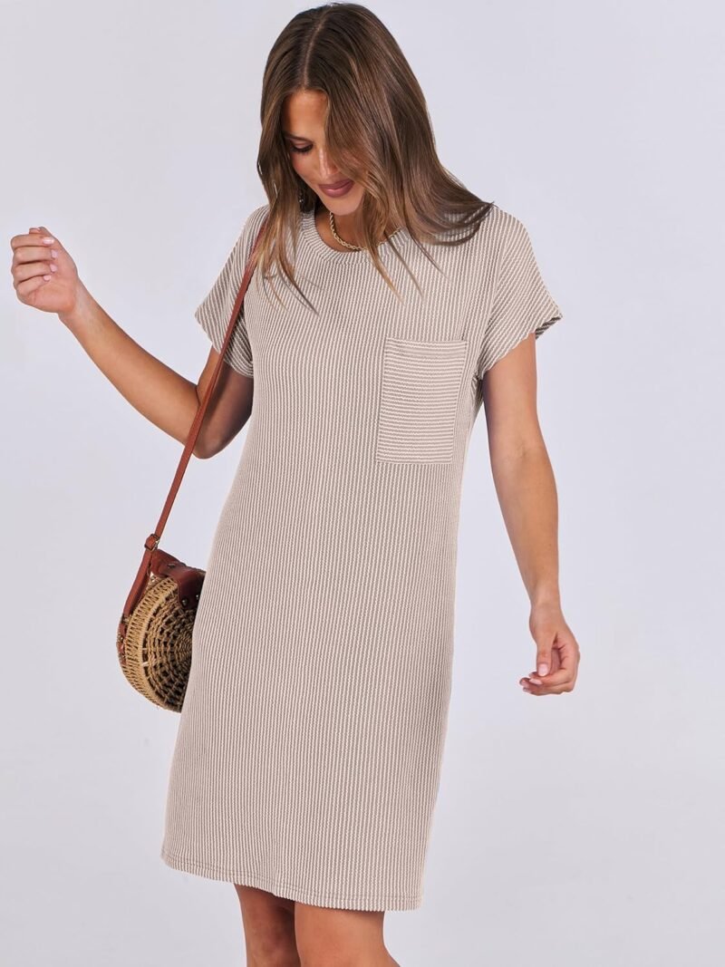 ANRABESS Womens Casual Summer Ribbed Knit Tunic Tshirt Mini Dresses 2025 Trendy Crewneck Short Sleeve Beach Loose Shift Dress - Image 3