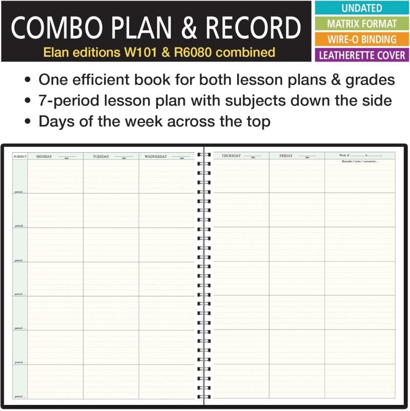 Elan Publishing Company Combination Plan and Record Book: One efficient 8-1/2" x 11" Book for Lesson Plans and Grades Combines W101 and R6080 - (PR7-6) - Image 5