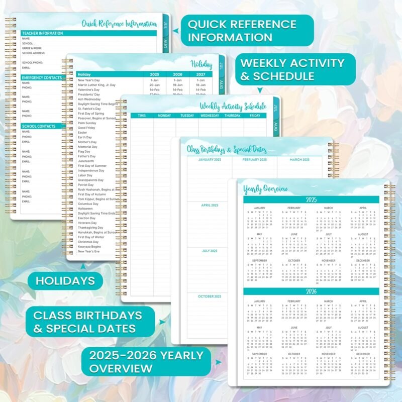 Teacher Planner 2025-2026 - Teacher Lesson Plan Book 2025-2026 from Jul. 2025 to Jun. 2026, 11" x 8.5", Weekly & Monthly Lesson Planner for Teachers - Floral - Image 5