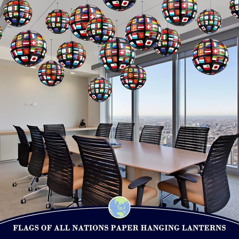 24 Pieces Flags of All Nations International Flags Paper Hanging Lanterns International World Party Hispanic Heritage Month Decorations Paper Lanterns for School Sports Event Decoration, 2 Sizes - Image 7