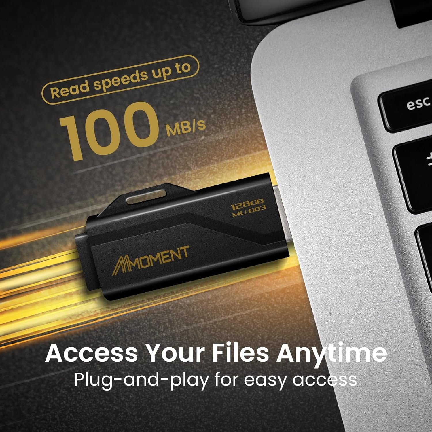 Moment 128GB (4 Pack) MU G03 USB Flash Drive 4-Pack – USB 3.2 Memory Stick with Protective Cap and Keychain Loop, Up to 100MB/s Read, 30MB/s Write – Plug & Play USB Drive for PC, Mac, TV, Car - Image 2