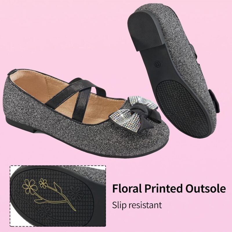 Ablanczoom Girls Flats Dress Shoes - Toddler/Little Girl Casual Slip on Bowknot Mary Jane Ballet Flats Wedding Party School - Image 4