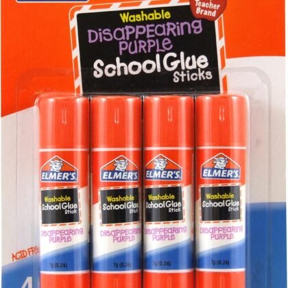 Elmer's Disappearing Purple School Glue Sticks, 0.24 oz Each, 4 Sticks per Pack (E543)