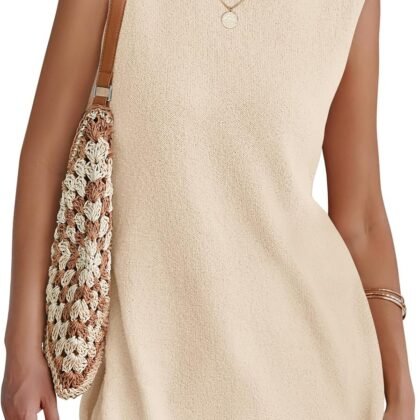 NENONA Women's Summer Sleeveless Sweater Lounge Sets Casual Loose Fit Tunic Tops and Shorts 2 Piece Vacation Outfits