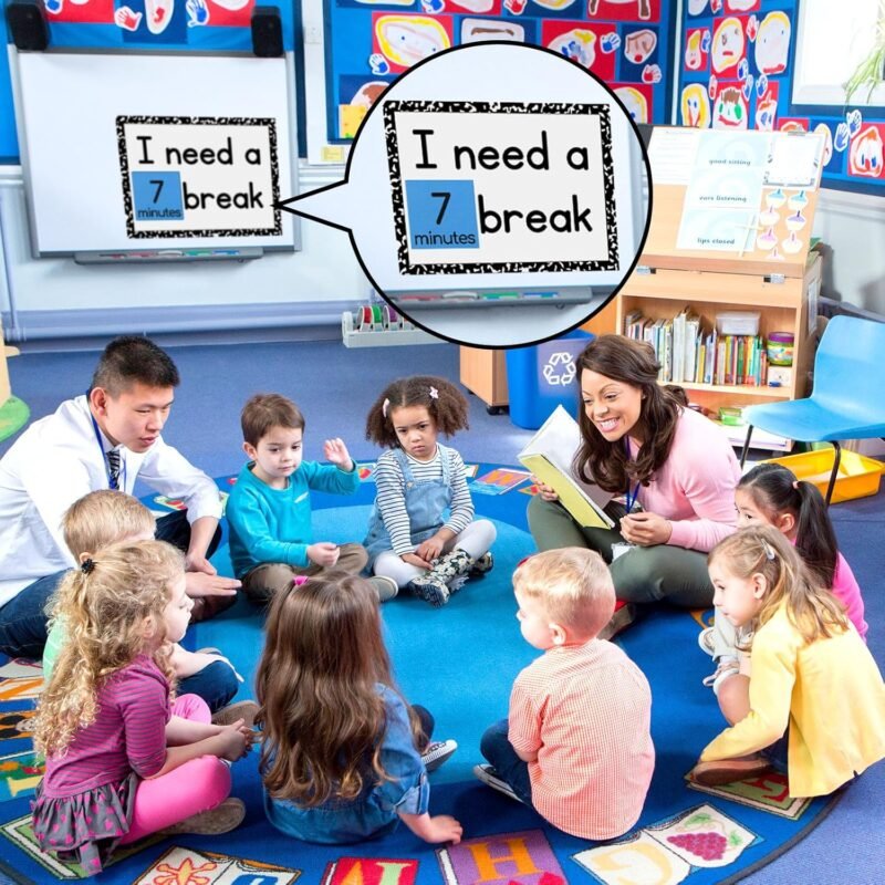 Calm Down Corner Supplies Classroom Special Education I Need a Break Visual Support Including Magnetic Break Card and Timer Visual Timer for Classroom Education Calming Corner Kit - Image 6