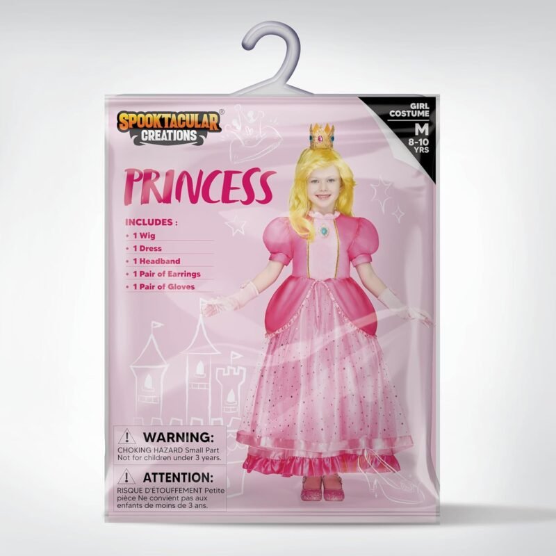 Spooktacular Creations Halloween Pink Peach Princess Dress, Kids Princess Dress Up, Peach Crown Costume for Girls Birthday - Image 7