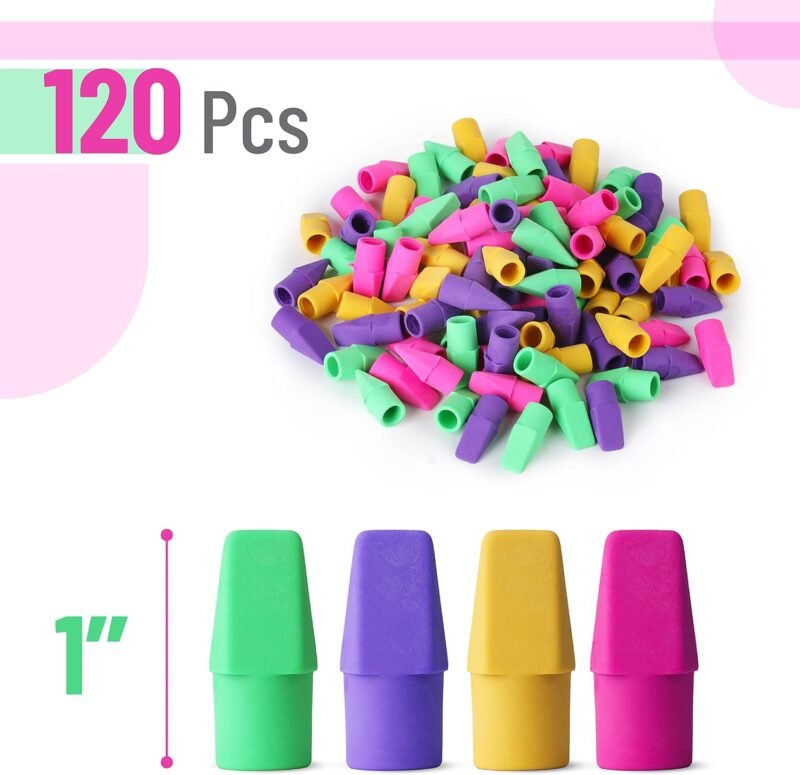Mr. Pen Erasers for Pencils, 120 Pack, Pencil Top Erasers, Eraser Caps, Kids, Cap Tops, Topper Erasers. Ereaser - Image 2