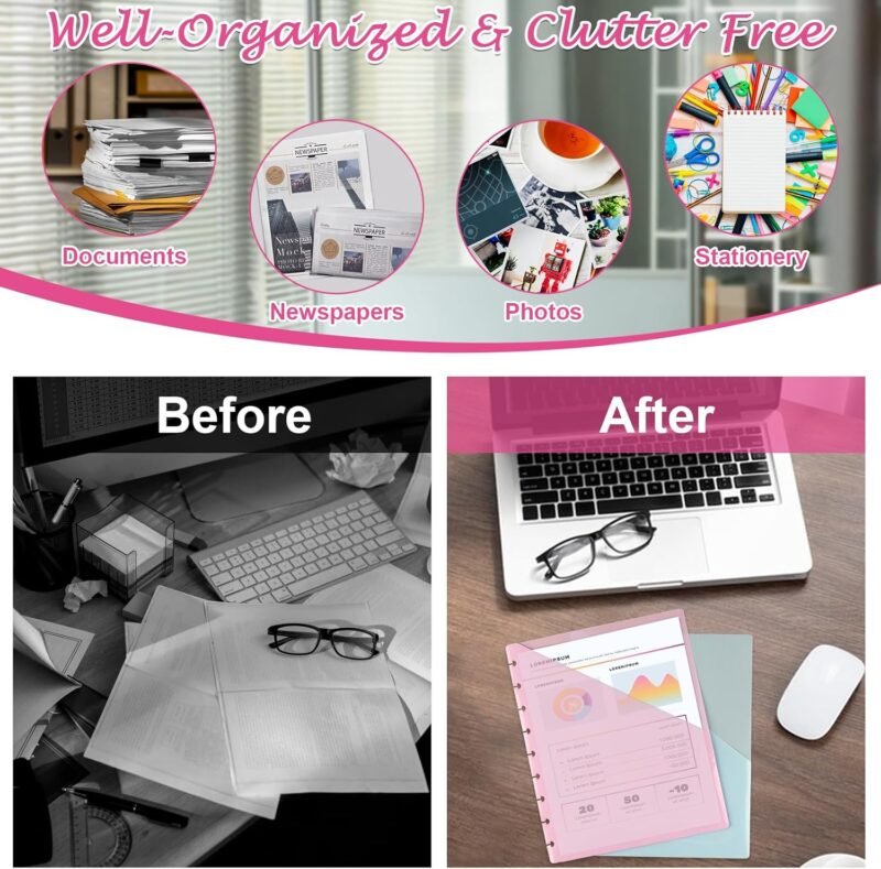 5 Pcs 7x9.25 Inch Discbound Pocket Dividers 2 Pocket Paper Discbound Notebook Dividers with Pockets 9 Disc Planner Pocket Inserts Disc Planner Cover Discbound Notebook Accessories for Office - Image 4
