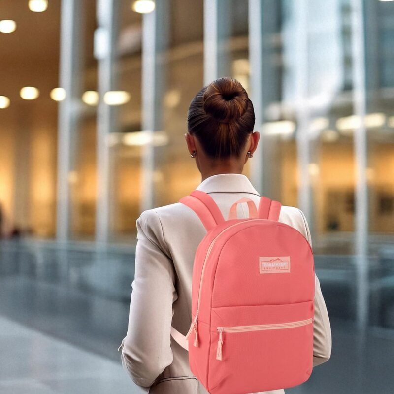 Trail maker Classic 17 inch Backpacks with Adjustable Padded Straps | School Backpacks for Girls, Boys (Coral) - Image 7