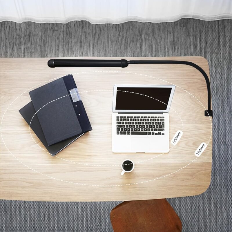 LED Desk Lamp with Clamp, Clamp Light with 30 Adjustable Color Modes, Clip on Light with Long Flexible Gooseneck, Eye Care Lamp Clamp for Study, Work, Home, Office, Black, 12W - Image 7