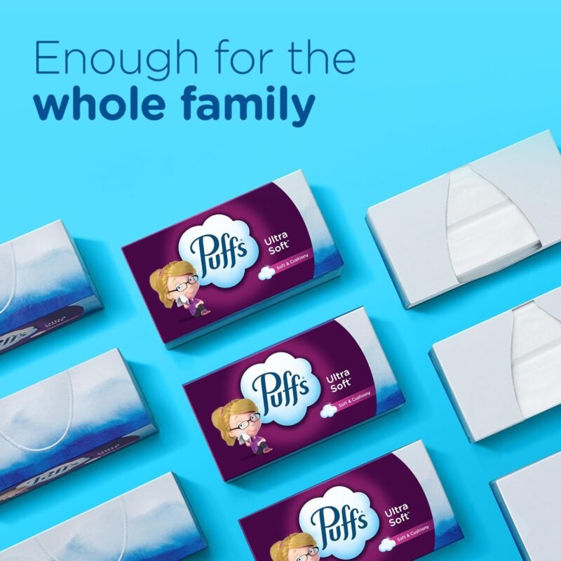 Puffs Ultra Soft Non-Lotion Facial Tissue, 8 Family Boxes, 124 Facial Tissues per Box - Image 8