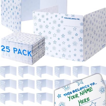 25 Plastic Privacy Folders for Students — Durable + Erasable — Desk Dividers for Students, Privacy Shields for Student Desks, Testing Dividers for Classroom, Test Dividers for Student Desks