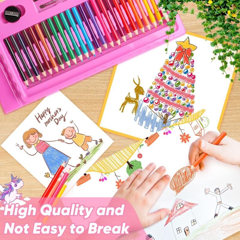 Soucolor Easter Gifts for Kids Teens Girls Boys Ages 4, 6, 8, 10, 12, 283 Pieces Drawing Set Art Kits with Trifold Easel, 2 Drawing Pads, 1 Kids Activity Coloring Book, Crayons, Pastels, Watercolor - Image 4