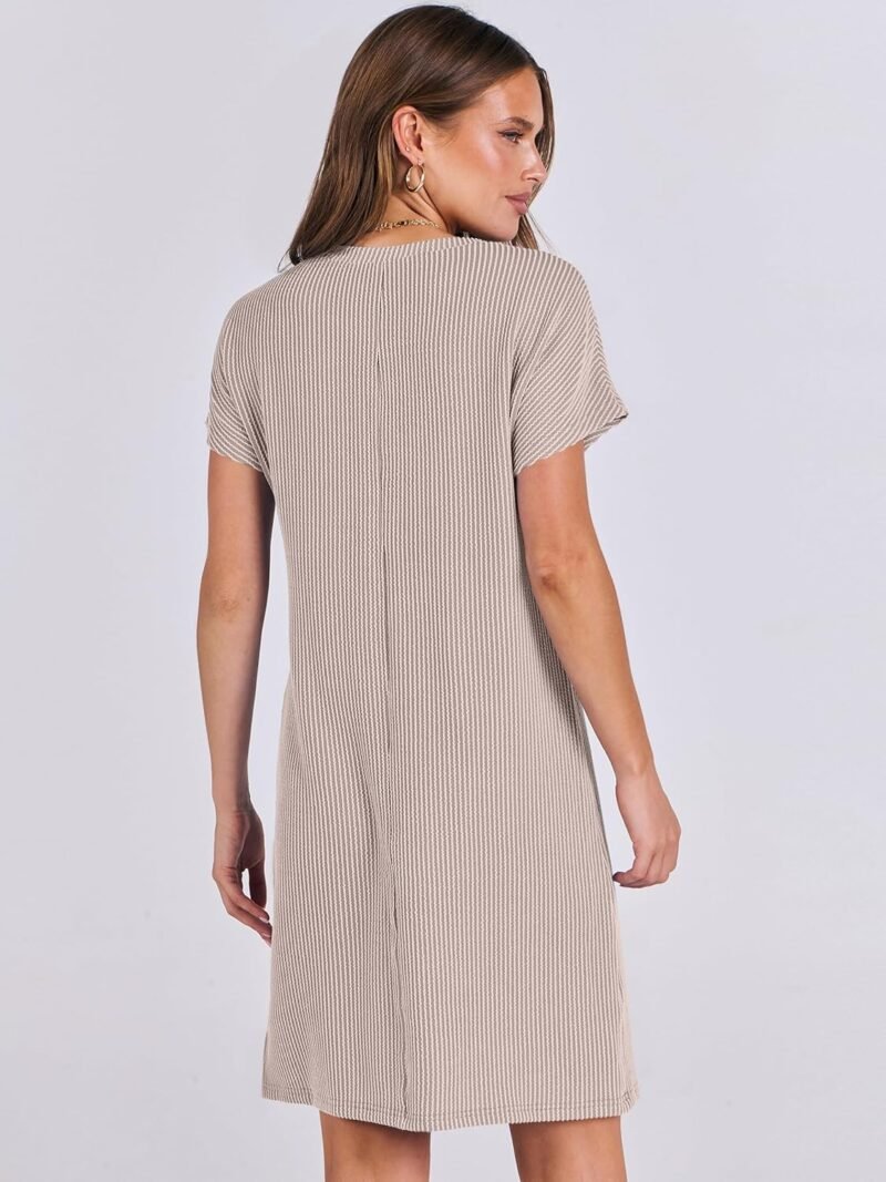 ANRABESS Womens Casual Summer Ribbed Knit Tunic Tshirt Mini Dresses 2025 Trendy Crewneck Short Sleeve Beach Loose Shift Dress - Image 4