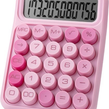 Mr. Pen Mechanical Switch Calculator - 12 Digit Large LCD Display, Pink with Big Buttons, Back to School Supplies