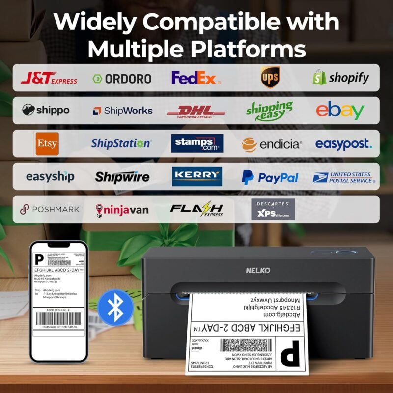 Nelko Bluetooth Thermal Shipping Label Printer, Wireless 4x6 Shipping Label Printer for Shipping Packages, Support Android, iPhone and Windows, Widely Used for Amazon, Ebay, Shopify, Etsy, USPS - Image 4