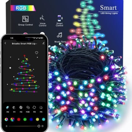 Brizled Smart Christmas Lights, 196ft 600 LED Smart WiFi Color Changing String Lights App Controlled, RGB Christmas Tree Lights Work with Alexa & Google Home for Halloween Indoor Outdoor Decor