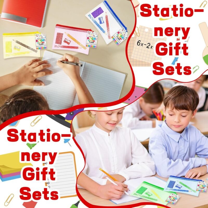 151 Pcs Back to School Gift Include 30 Colorful Pencils 30 Eraser 30 Mesh Zipper Pouch Bags and 30 Pencil Sharpener 30 Sheets Cards Set with Ribbon Stationery Favors for Classroom Exchange Gift - Image 5