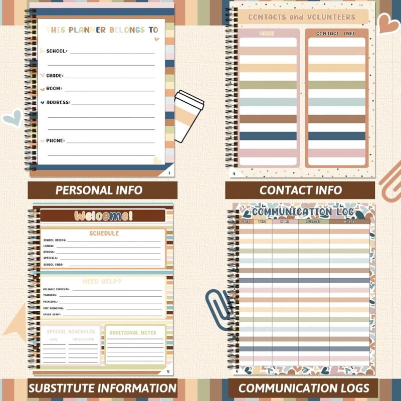 Boho Teacher Planner Rainbow Teacher Plan Book School Year Planner With Lesson Plans Colorful Stickers New Undated Teacher Lesson Planner For Classroom or Homeschool 9''X11'' (color, 135 pages) - Image 6
