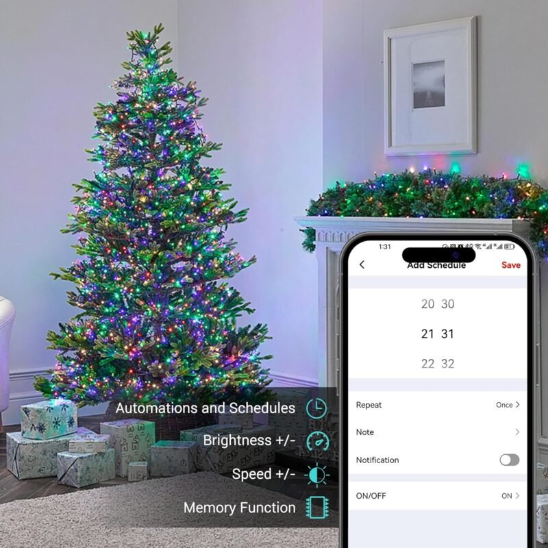 Brizled Smart Christmas Lights, 196ft 600 LED Smart WiFi Color Changing String Lights App Controlled, RGB Christmas Tree Lights Work with Alexa & Google Home for Halloween Indoor Outdoor Decor - Image 7
