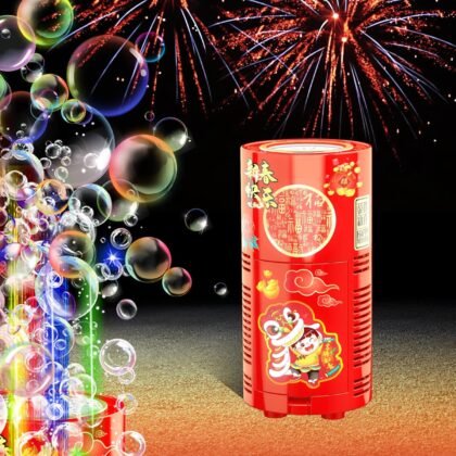 Fireworks Bubble Machine (13 Holes) with Dazzling RGB LED Lights, Automatic Sparklers Blower Toys, Portable Bubble Maker for Kids Party Wedding Christmas Chinese New Year, Birthday Balloons Decoration