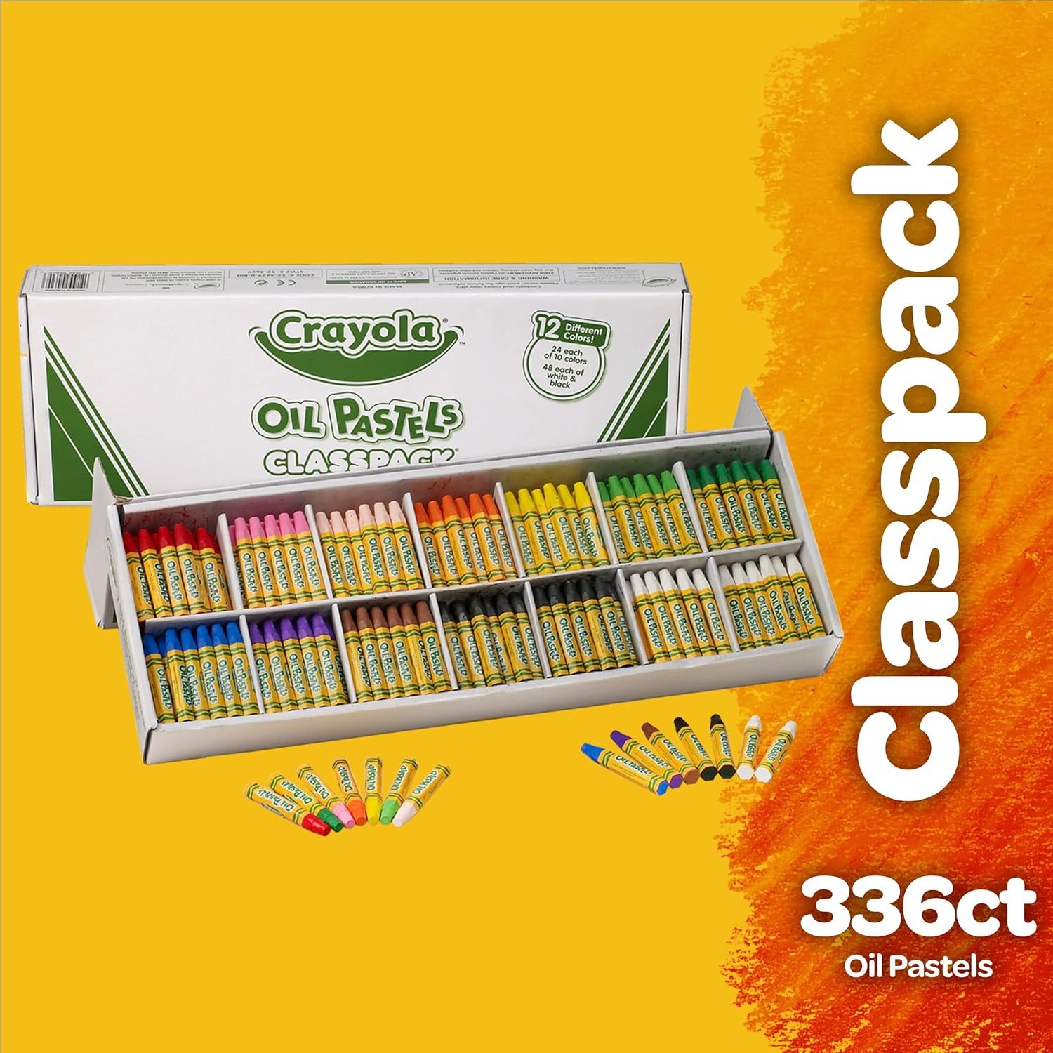 Crayola Oil Pastels Classpack (336ct), 12 Brilliant Opaque Colors, Kids Arts & Crafts, School Supplies for Classrooms, 4+ - Image 3