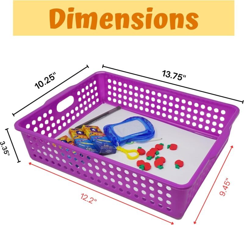 4E's Novelty 6 Pcs Colorful Plastic Classroom Storage Bins 13.75" X 10.25" for Organizing A4 Papers Trays, Turn In Containers Kids School Teachers Classroom Organization & Storage Supplies - Image 4
