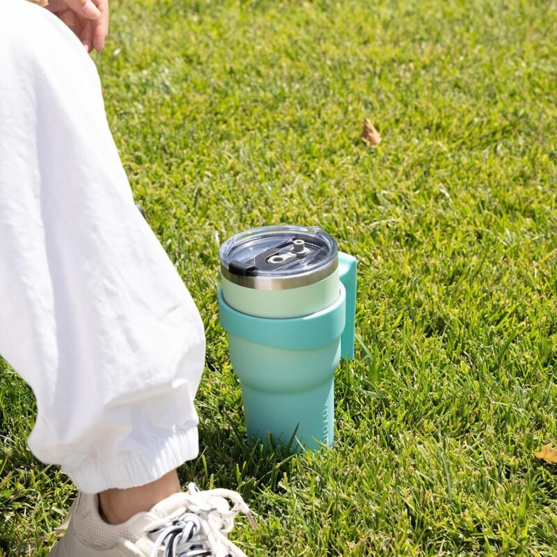BJPKPK Tumbler With Handle 20 oz Stainless Steel Tumbler With Lid And Straw Insulated Coffee Cups,Mint - Image 7