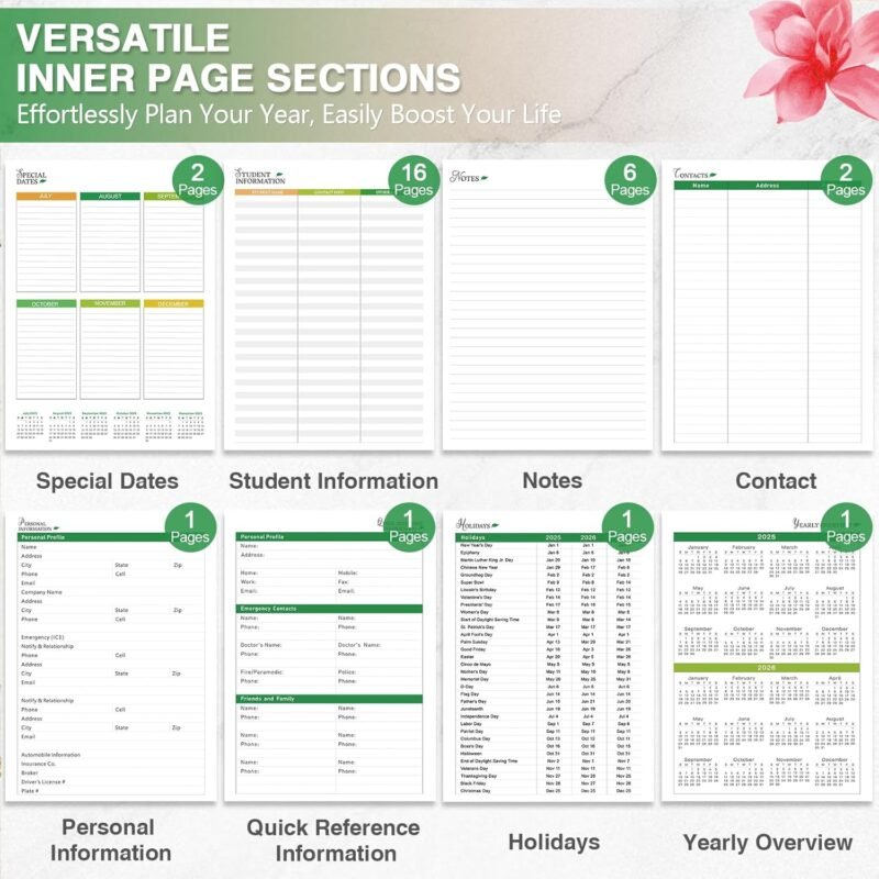 2025-2026 Teacher Planner - Lesson Plan Book for Teachers 25-26, 8.5"x11" Big Academic Planner from July 2025 to June 2026, Weekly & Monthly School Agendar Book with Tab,Stickers for Teachers Supplies - Image 5