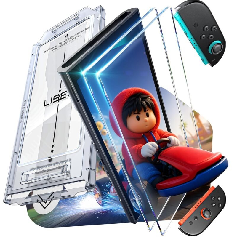 LISEN for Nintendo Switch 2 Screen Protector [2025 Upgrade] (ANTI-GLARE & Auto Alignment Kit) Screen Protector Switch2 Tempered Glass [Longest Durable] Full Coverage switch 2 pre order accessories, 2 Pack - Image 7