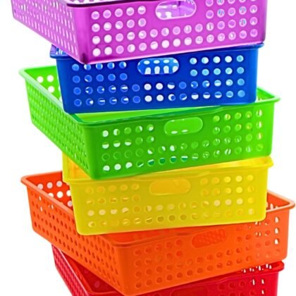4E's Novelty 6 Pcs Colorful Plastic Classroom Storage Bins 13.75" X 10.25" for Organizing A4 Papers Trays, Turn In Containers Kids School Teachers Classroom Organization & Storage Supplies