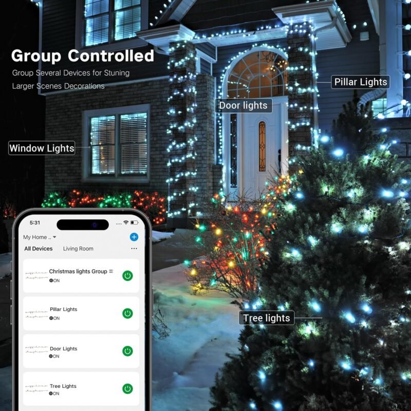 Brizled Smart Christmas Lights, 196ft 600 LED Smart WiFi Color Changing String Lights App Controlled, RGB Christmas Tree Lights Work with Alexa & Google Home for Halloween Indoor Outdoor Decor - Image 4