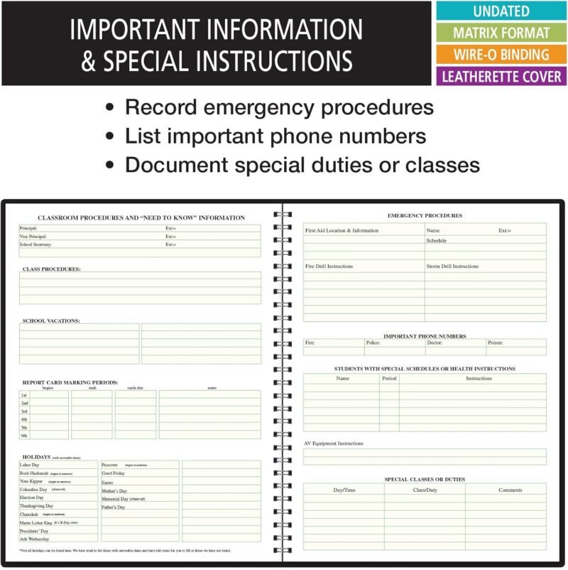 Elan Publishing Company Combination Plan and Record Book: One efficient 8-1/2" x 11" Book for Lesson Plans and Grades Combines W101 and R6080 - (PR7-6) - Image 4