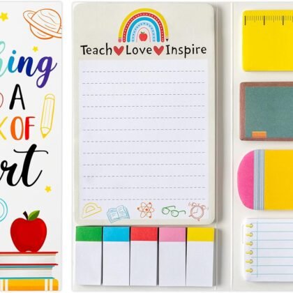 Teaching is A Work of Heart Sticky Notes Set Blackboard Self-Stick Note Pads Teacher Appreciation Gift Writing Memo Pads School Office Supplies