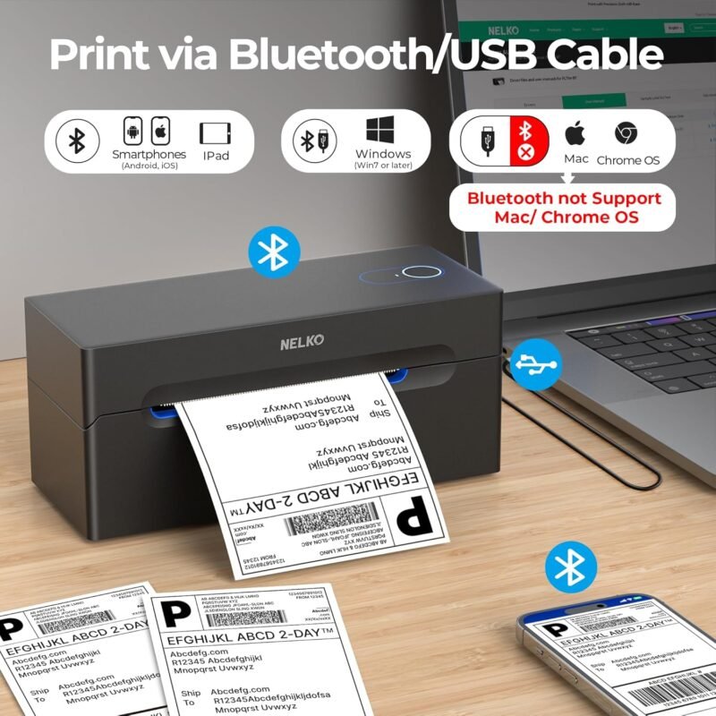 Nelko Bluetooth Thermal Shipping Label Printer, Wireless 4x6 Shipping Label Printer for Shipping Packages, Support Android, iPhone and Windows, Widely Used for Amazon, Ebay, Shopify, Etsy, USPS - Image 2