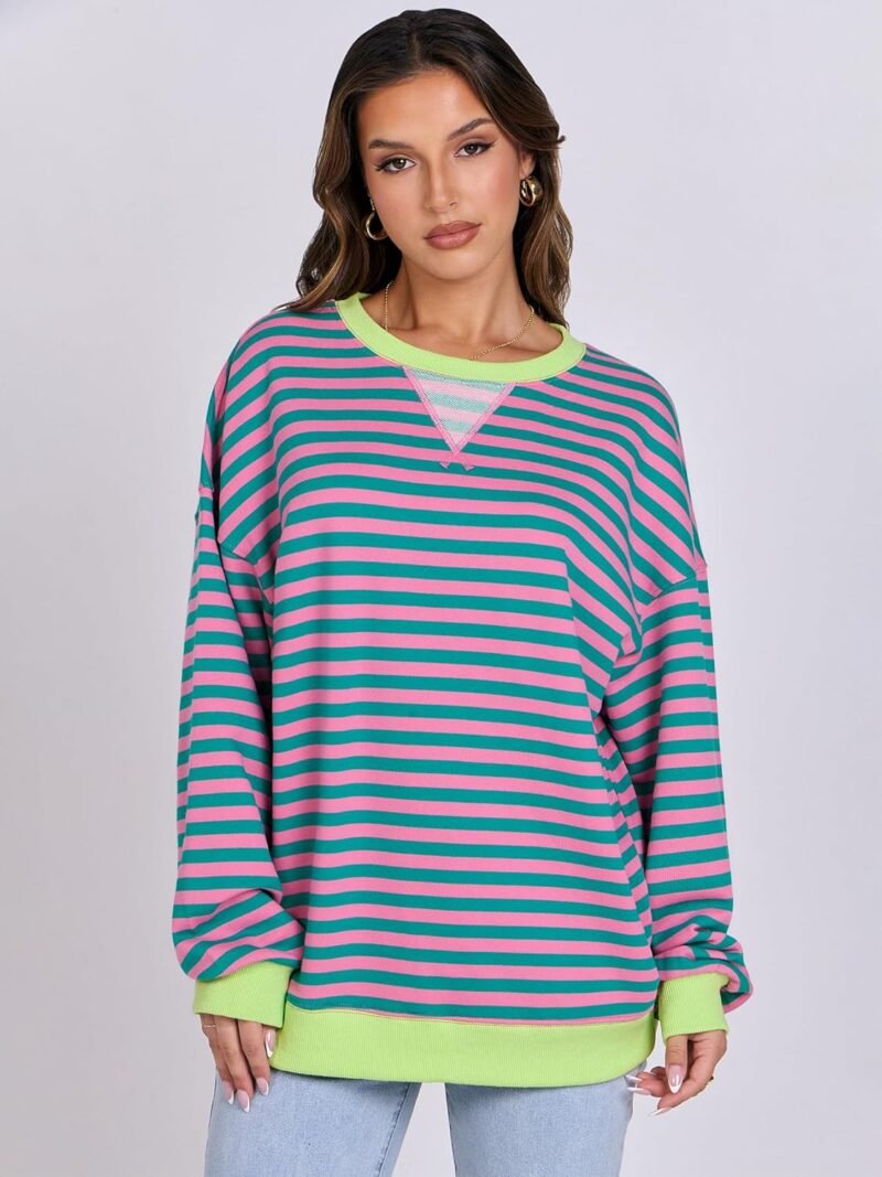 ANRABESS Women Striped Oversized Sweatshirt Crewneck Long Sleeve Shirts Hoodies 2025 Summer Fashion Pullover Top Y2K Outfits - Image 7